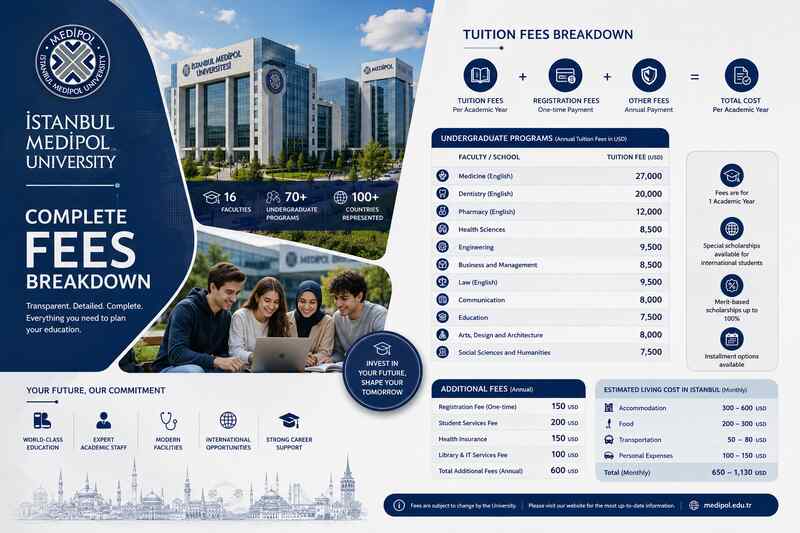 Istanbul Medipol university Fees for International Students